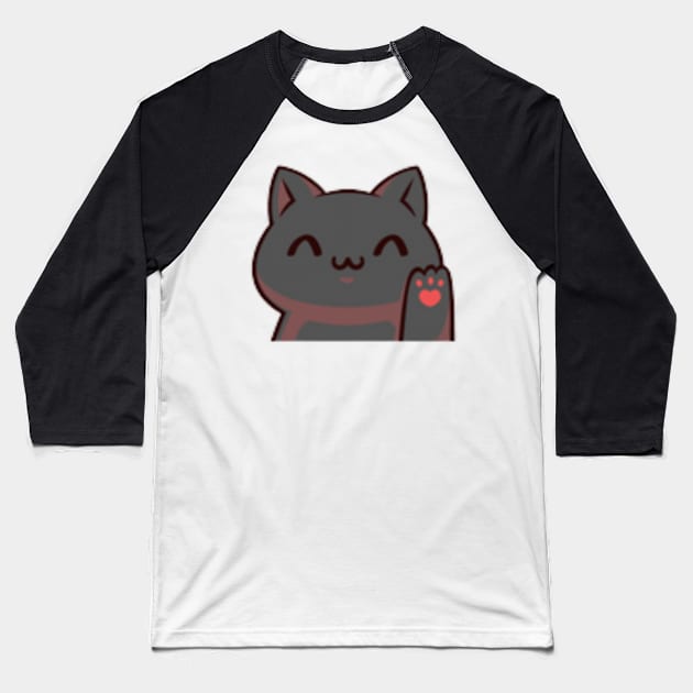Waving kitty Baseball T-Shirt by Unfortunatez